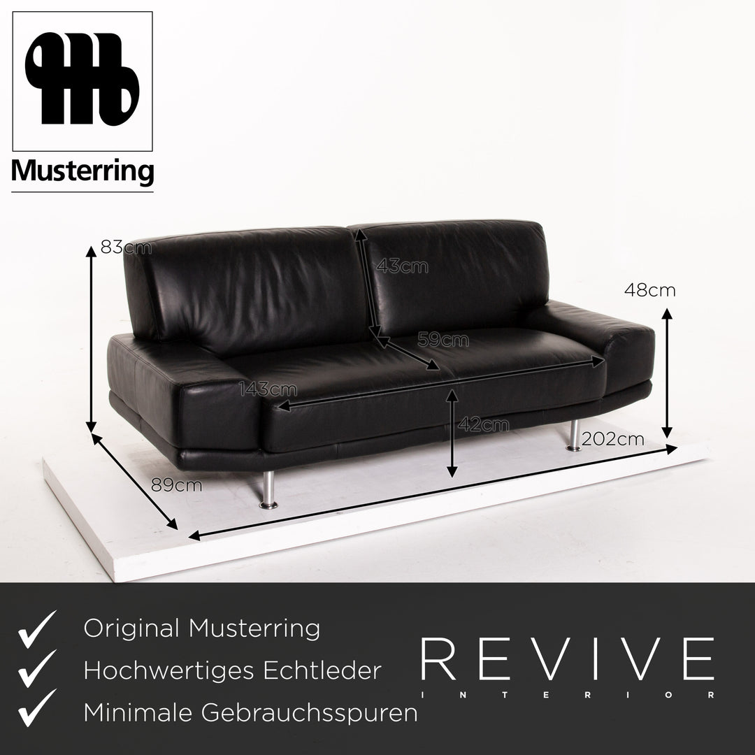 Musterring leather sofa set black 2x two-seater #14068
