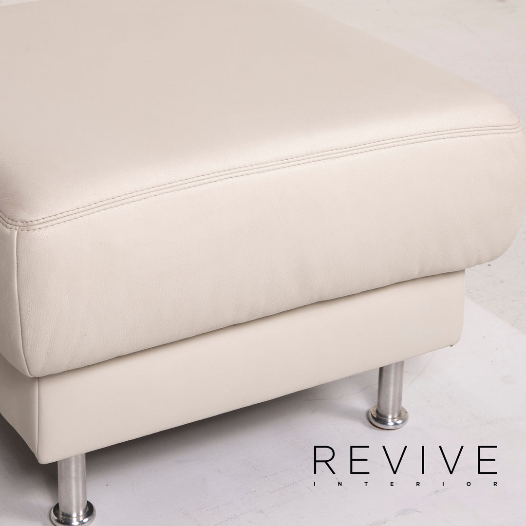 Musterring leather sofa set white 1x corner sofa 1x stool #13948