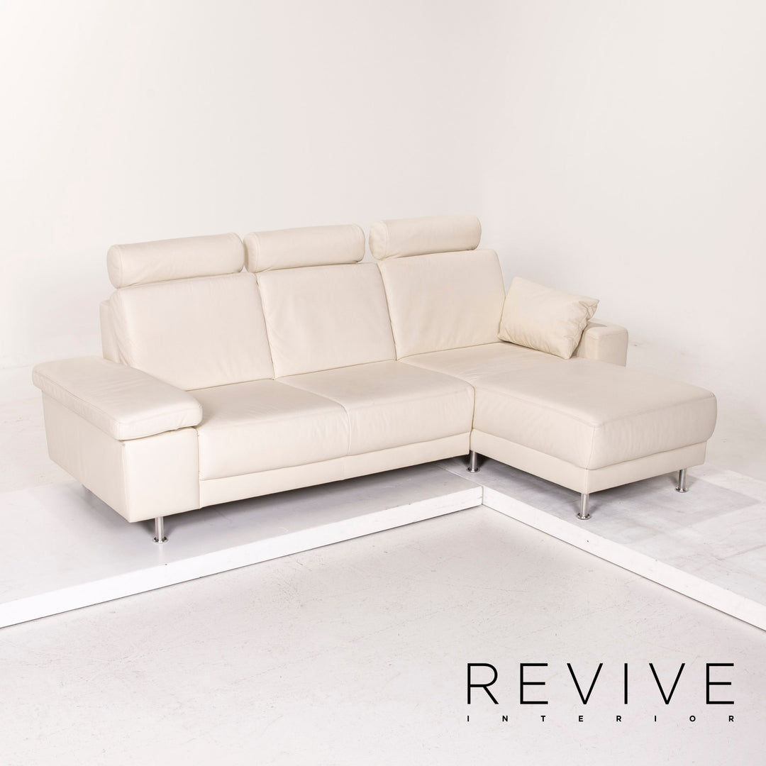 Musterring leather sofa set white 1x corner sofa 1x stool #13948