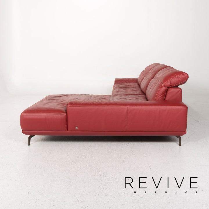 Musterring Leather Sofa Red Corner Sofa #12806
