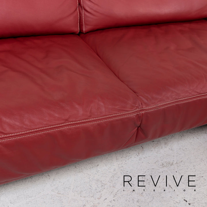 Musterring Leather Sofa Red Corner Sofa #12806