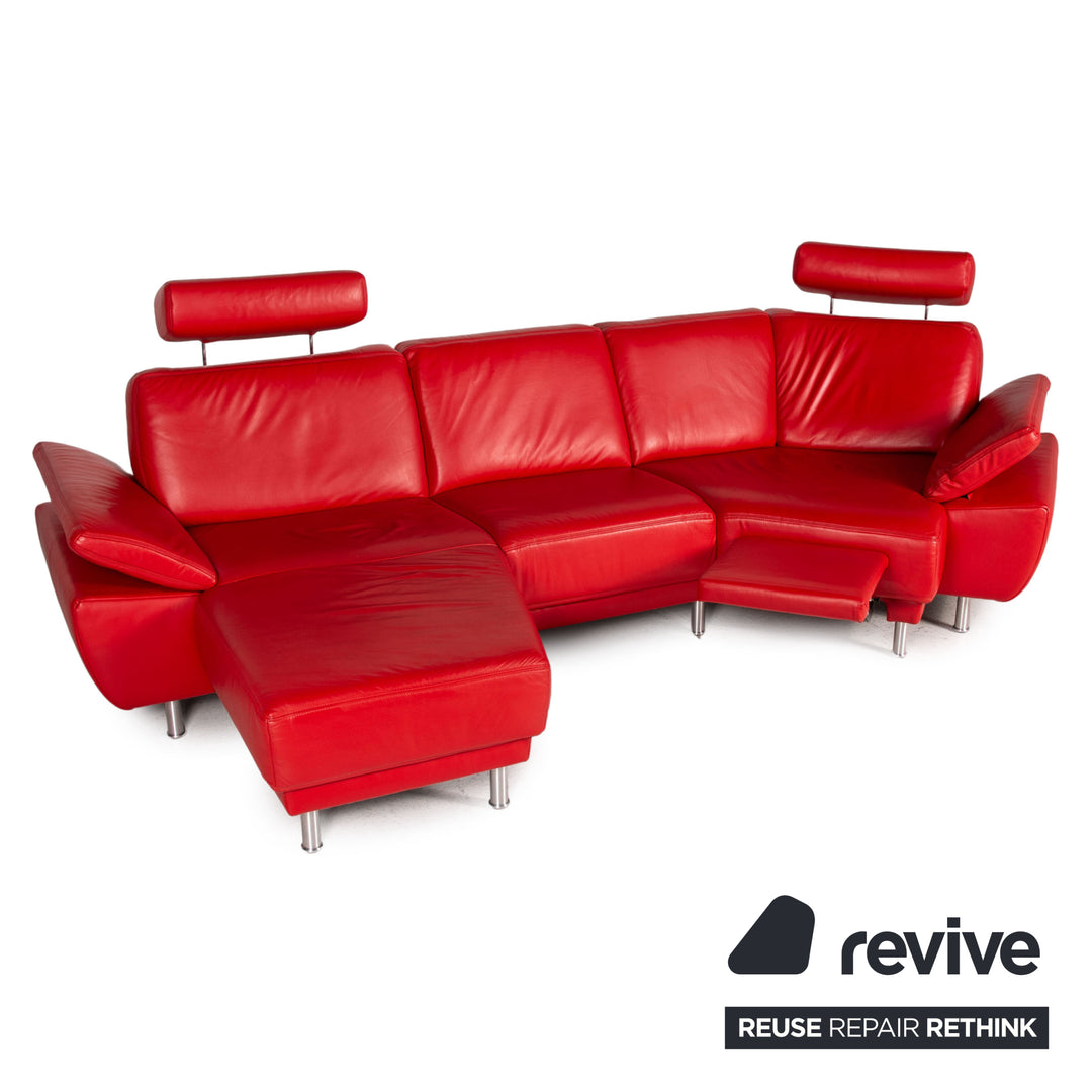 Musterring Leather Sofa Red Corner Sofa Couch Outlet