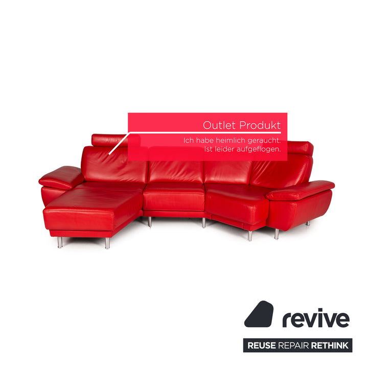 Musterring Leather Sofa Red Corner Sofa Couch Outlet