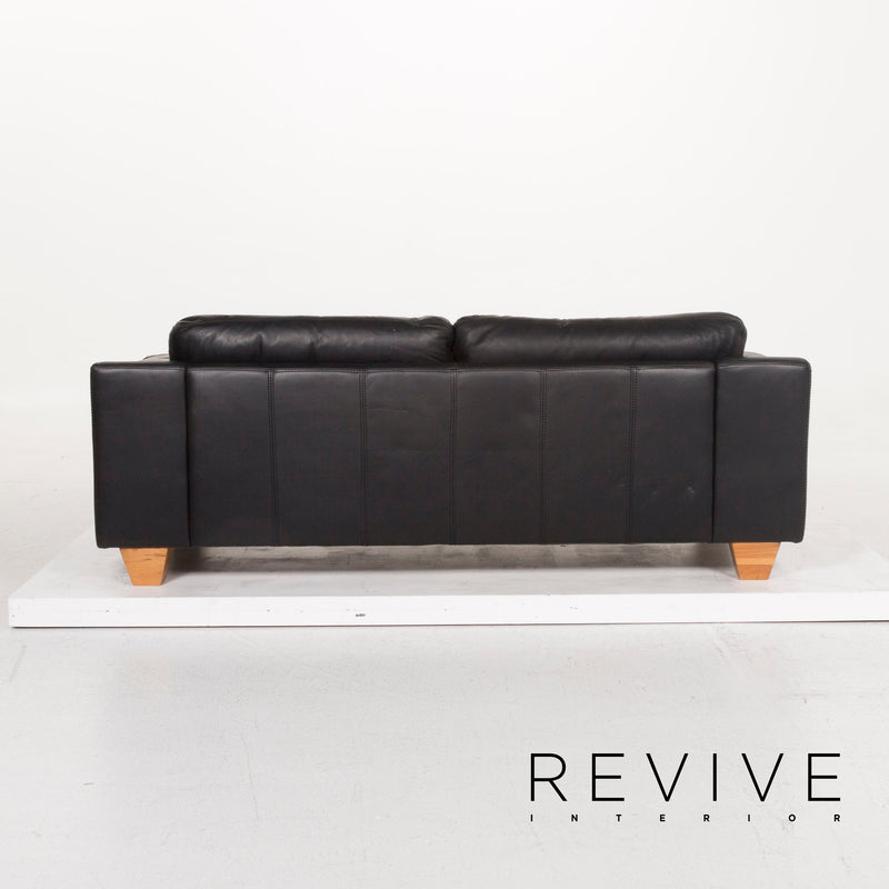 Musterring Leder Sofa Schwarz Dreisitzer 