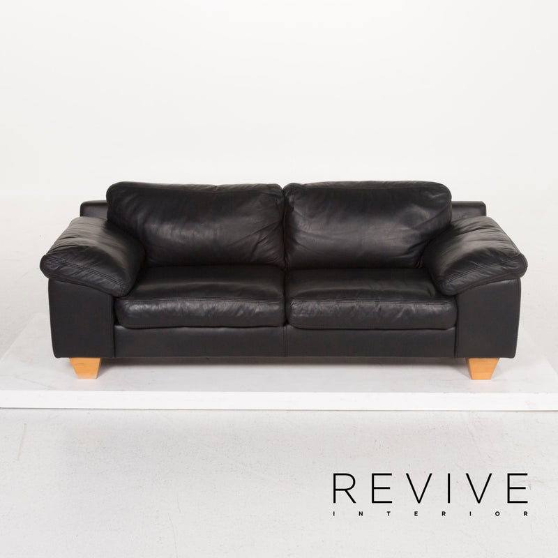 Musterring Leder Sofa Schwarz Dreisitzer 