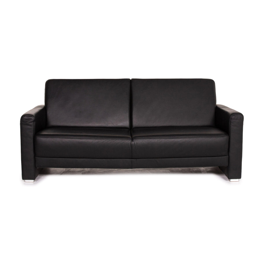 Musterring Leder Sofa Schwarz Dreisitzer Couch #13284