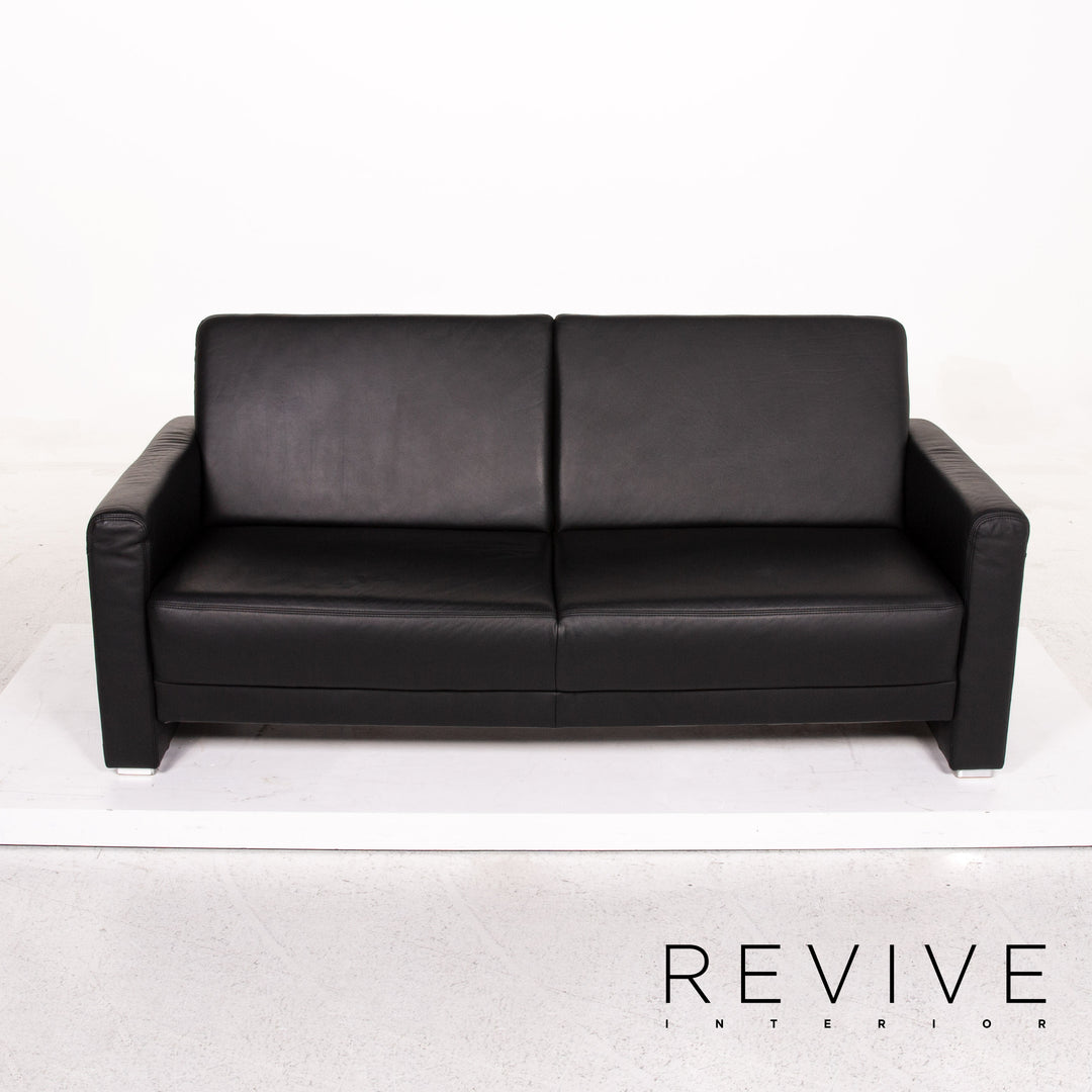 Musterring Leder Sofa Schwarz Dreisitzer Couch #13284