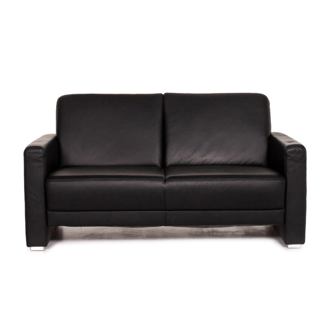 Musterring Leder Sofa Schwarz Zweisitzer Couch #13285