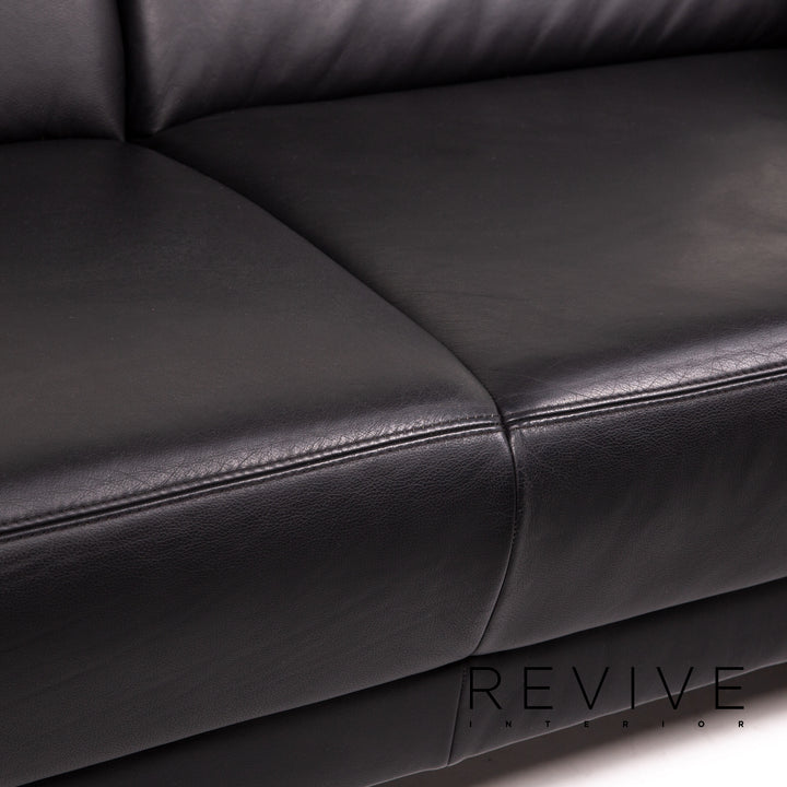 Musterring leather sofa black two-seater couch #13285
