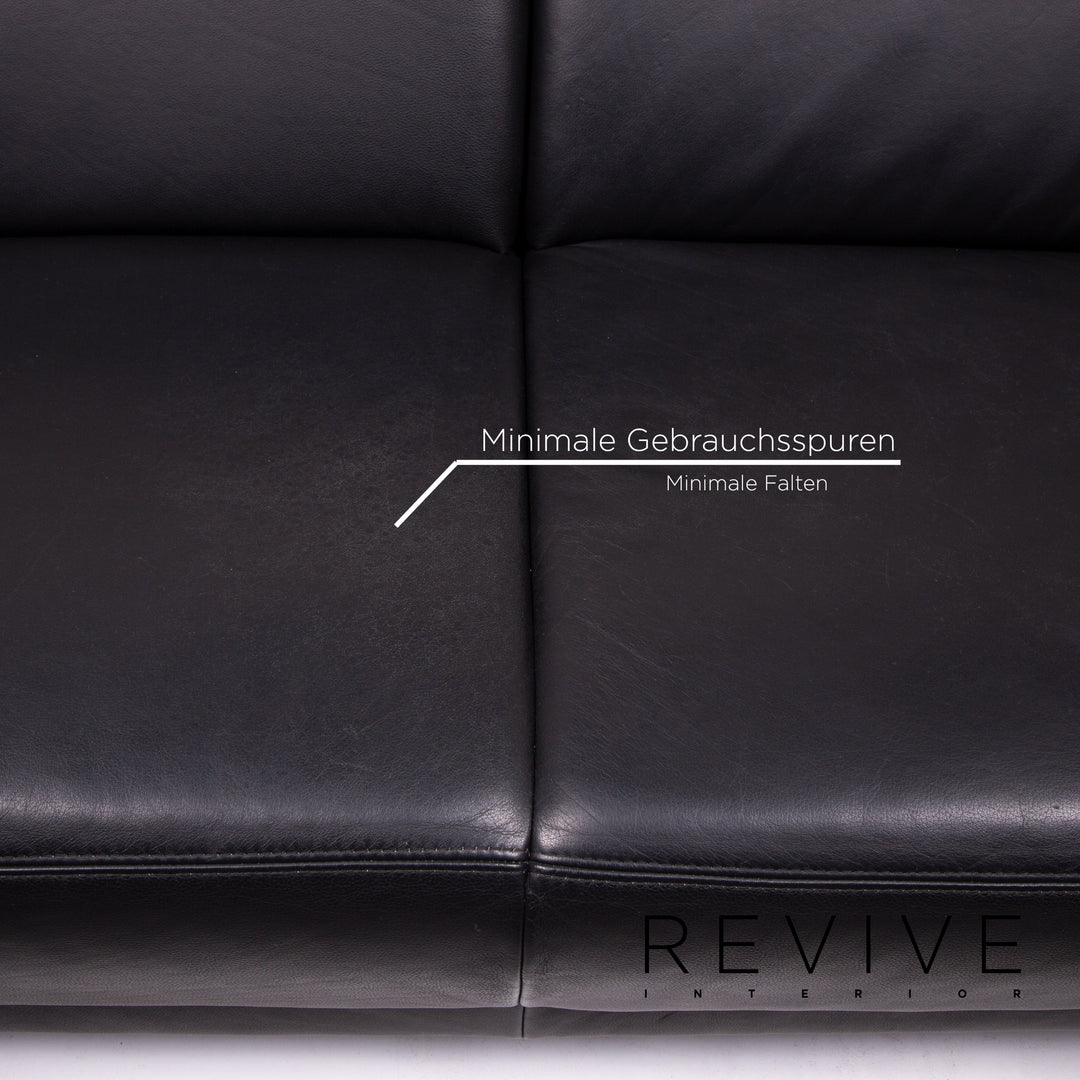 Musterring Leder Sofa Schwarz Zweisitzer Couch #13285