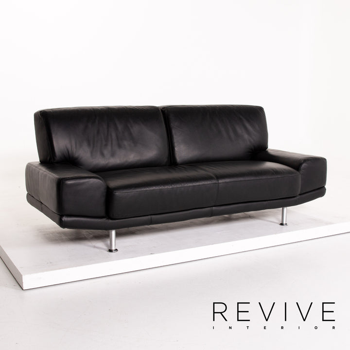 Musterring Leder Sofa Schwarz Zweisitzer Couch #14067