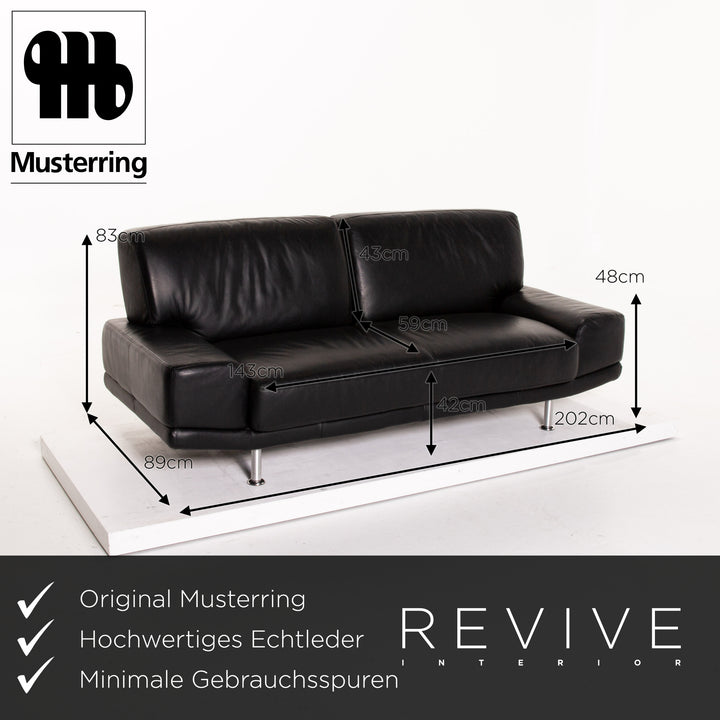 Musterring leather sofa black two-seater couch #14067