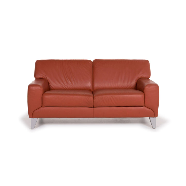 Sample ring leather sofa terracotta two-seater #12382