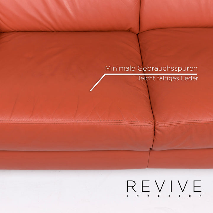 Sample ring leather sofa terracotta two-seater #12382