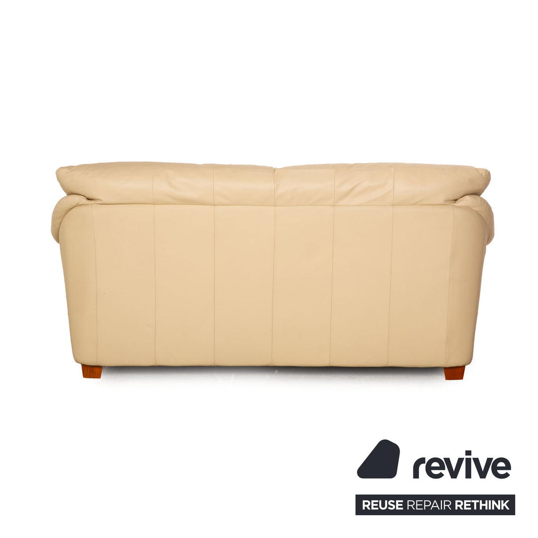 Sample ring leather two-seater cream sofa couch