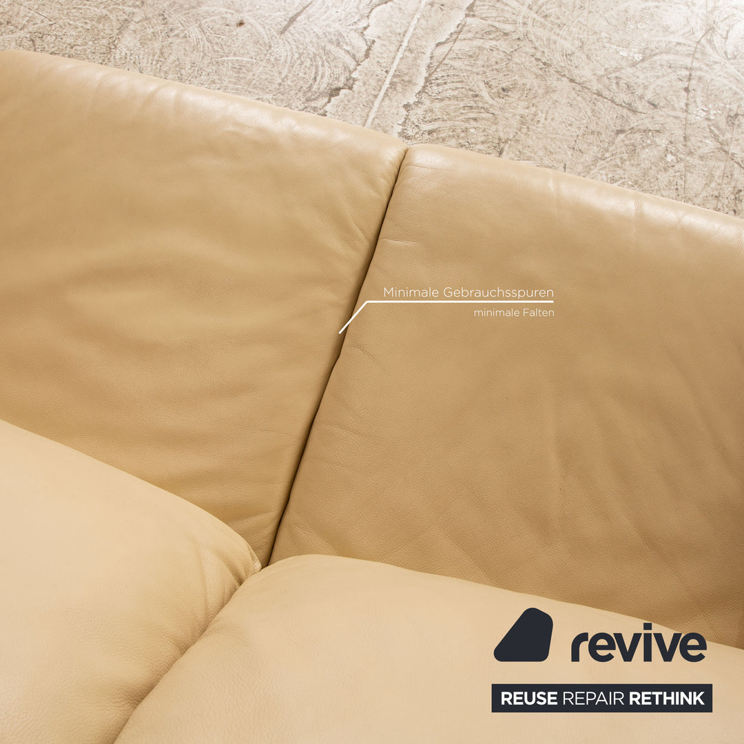 Musterring Leder Zweisitzer Creme Sofa Couch