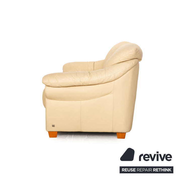 Sample ring leather two-seater cream sofa couch