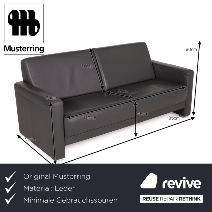 Musterring MR 140 leather sofa anthracite three-seater grey