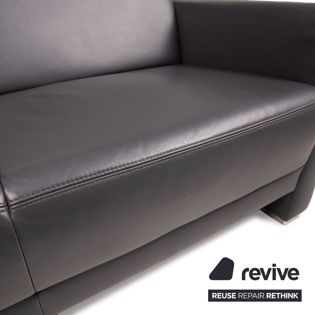 Musterring MR 140 Leder Sofa Anthrazit Zweisitzer Grau
