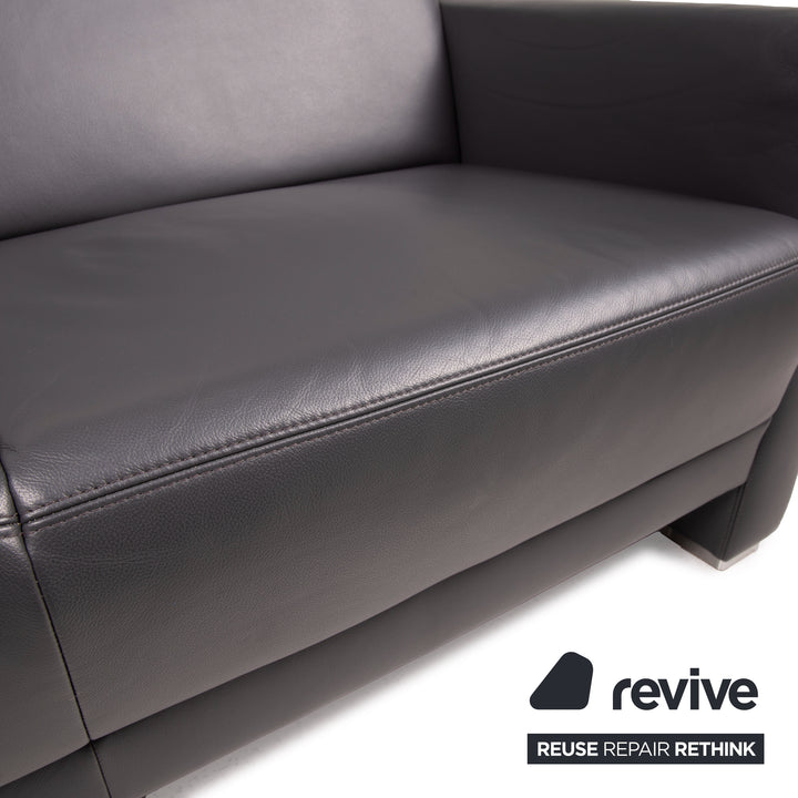 Musterring MR 140 leather sofa anthracite two-seater grey