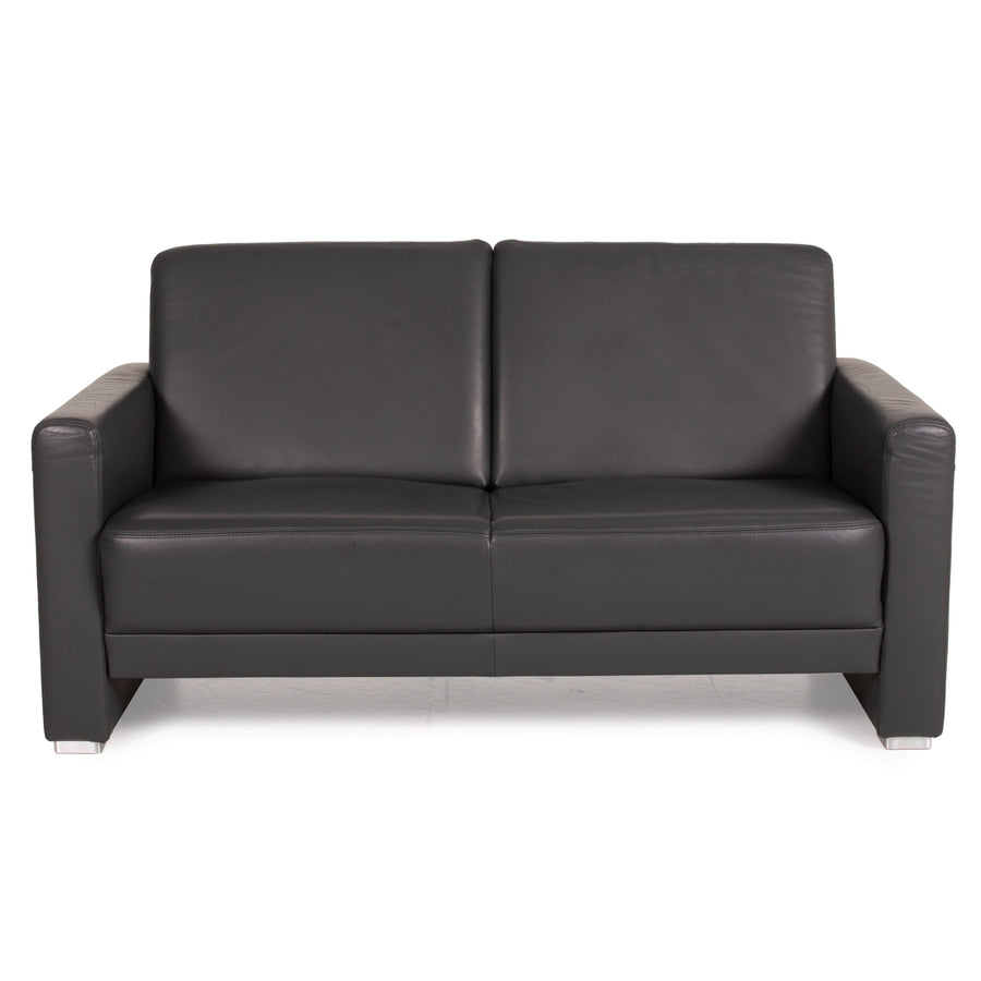 Musterring MR 140 Leder Sofa Anthrazit Zweisitzer Grau