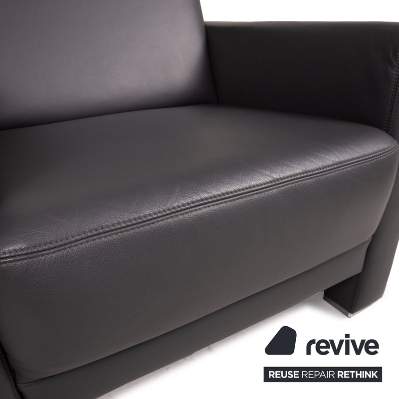 Musterring MR 140 Leder Sofa Garnitur Anthrazit Dreisitzer Zweisitzer Sessel Grau