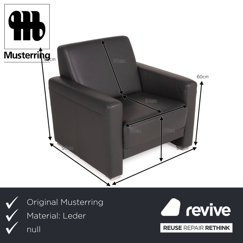 Musterring MR 140 Leder Sofa Garnitur Anthrazit Dreisitzer Zweisitzer Sessel Grau