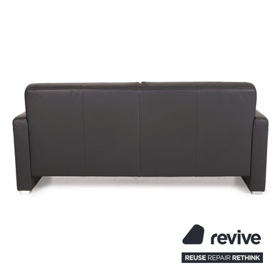 Musterring MR 140 Leder Sofa Garnitur Anthrazit Dreisitzer Zweisitzer Sessel Grau