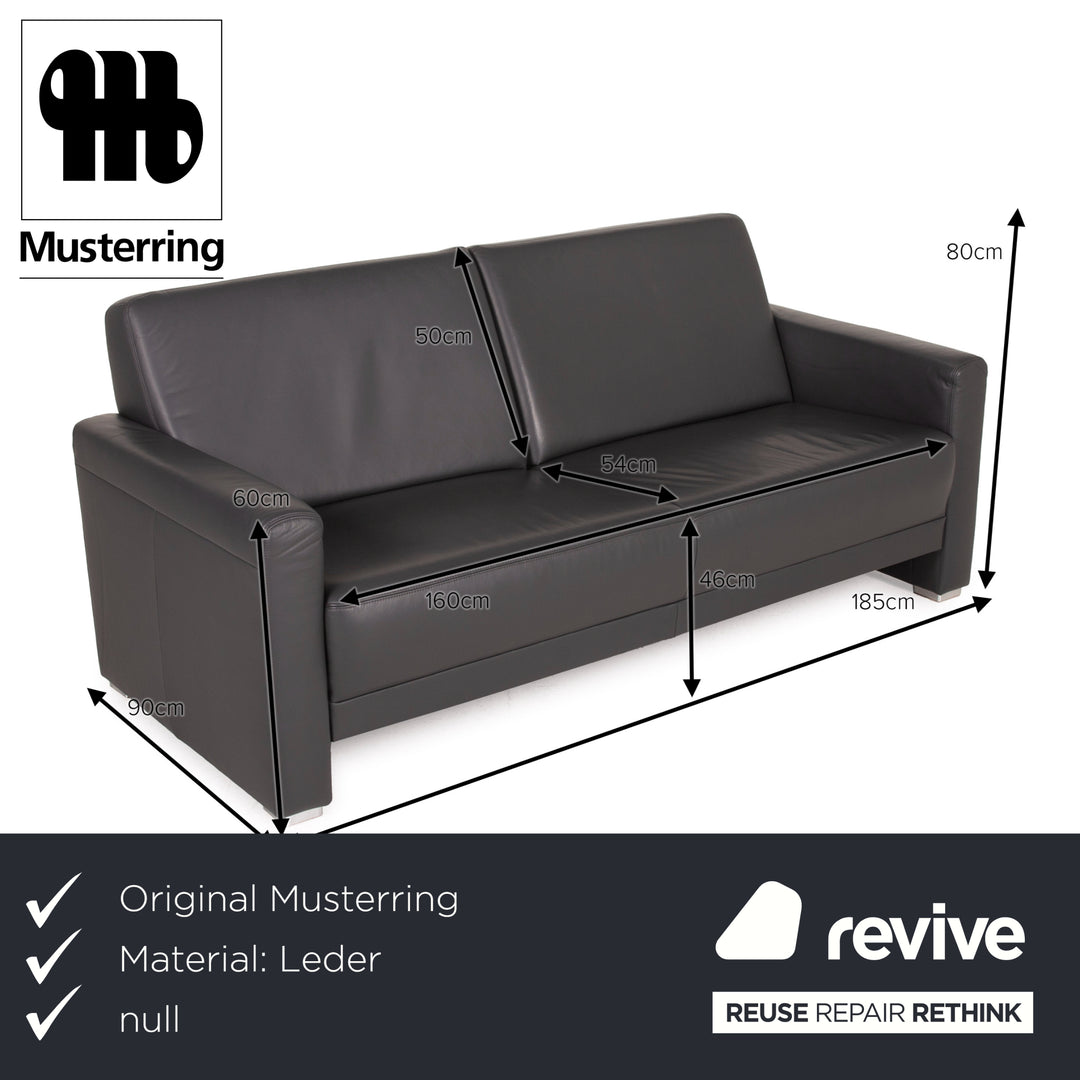 Musterring MR 140 leather sofa set anthracite three-seater two-seater armchair grey