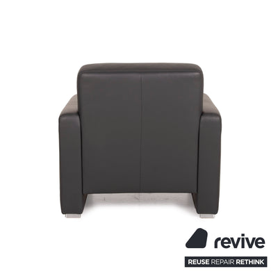Musterring MR 140 Leder Sofa Garnitur Anthrazit Dreisitzer Zweisitzer Sessel Grau