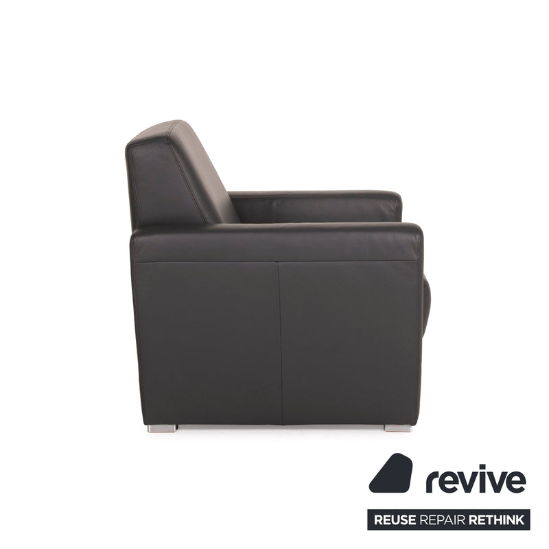 Musterring MR 140 Leder Sofa Garnitur Anthrazit Dreisitzer Zweisitzer Sessel Grau