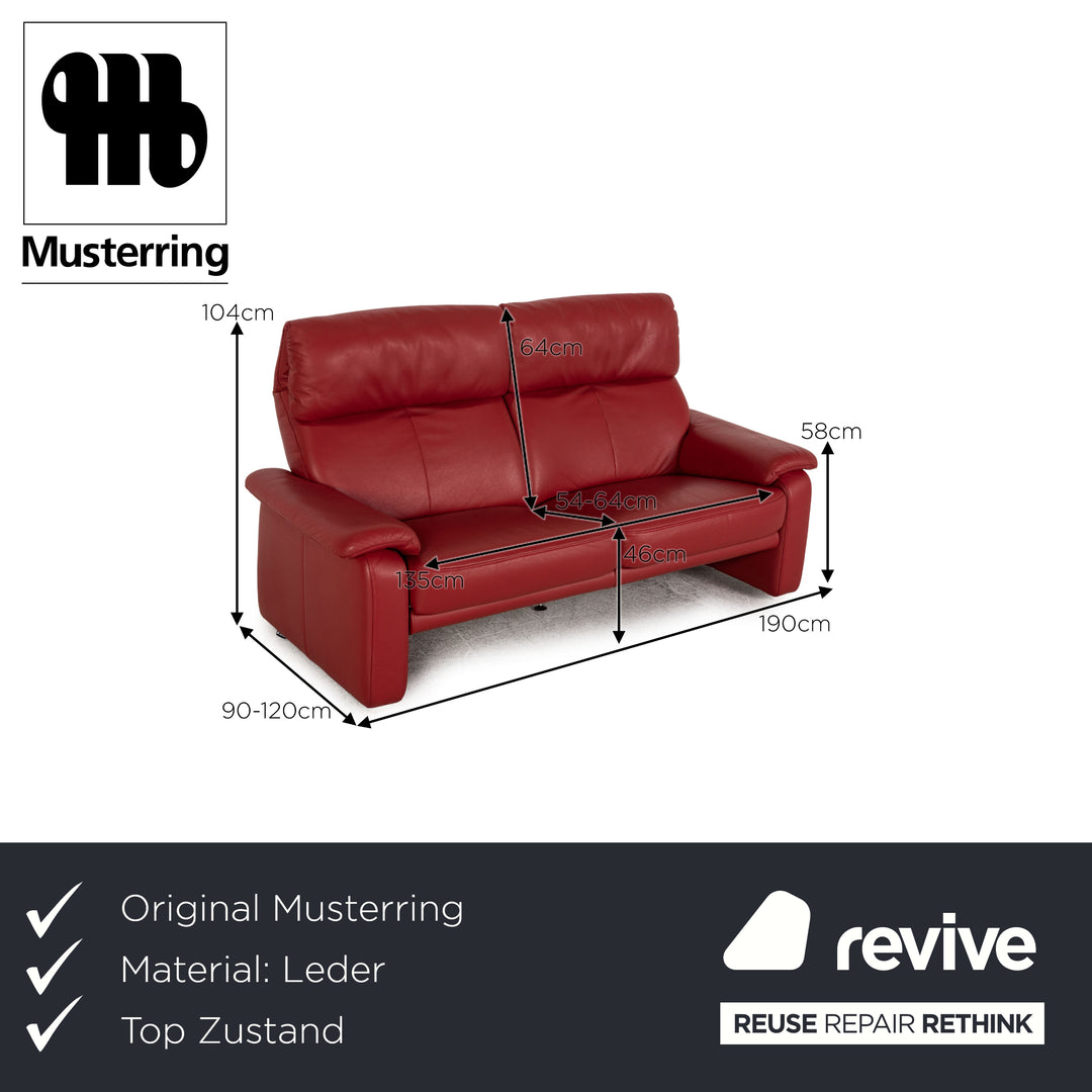 Musterring MR 2450 leather two-seater red sofa couch function
