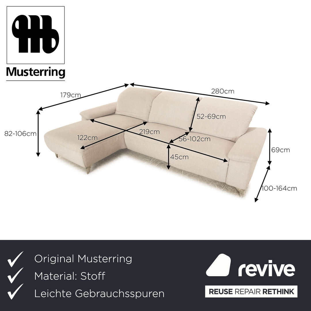 Musterring MR 370 Stoff Ecksofa Grau Sofa Couch Recamiere Links elektrische Funktion Relxfunktion