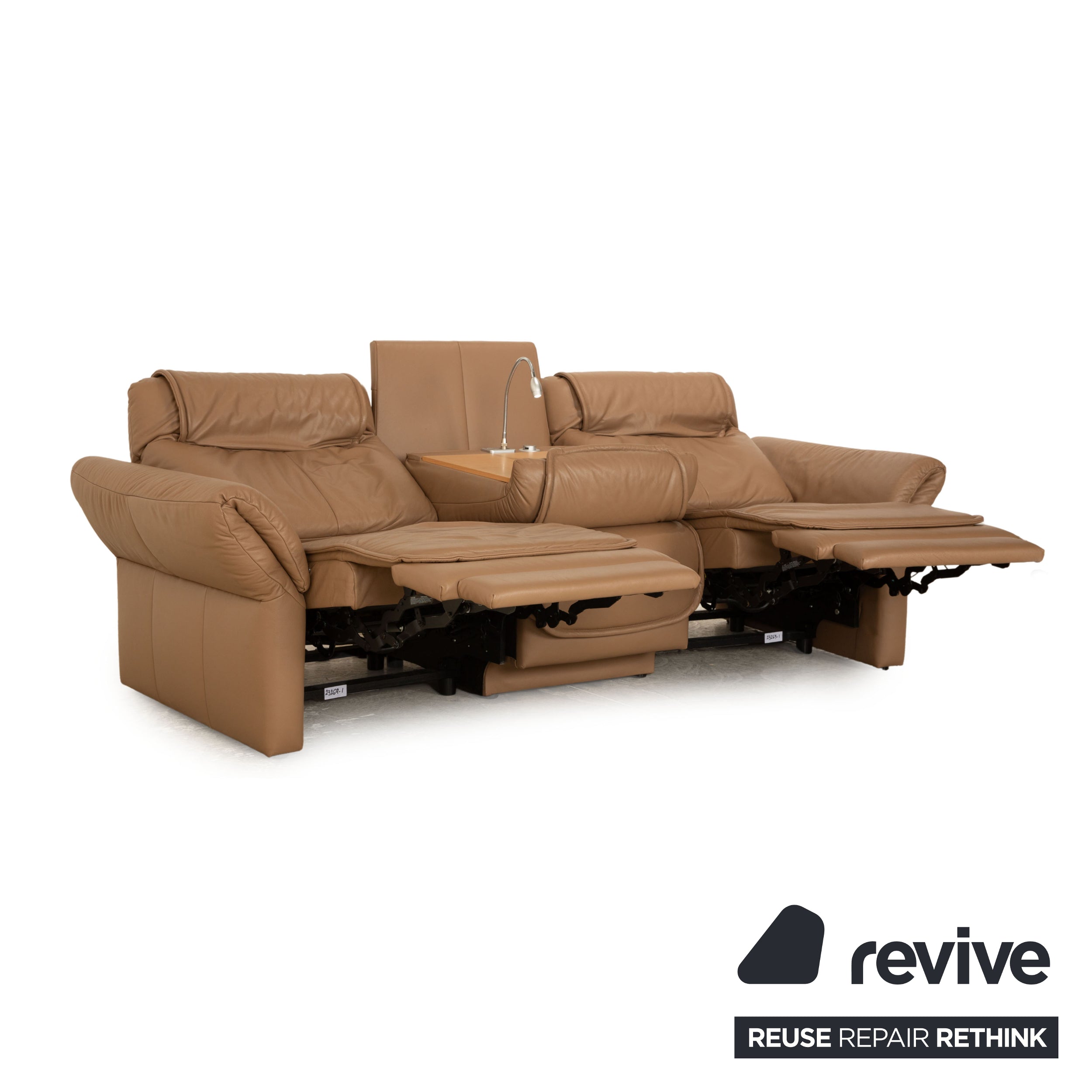 Sample ring MR 380 leather three-seater brown beige electric function sofa couch cinema sofa