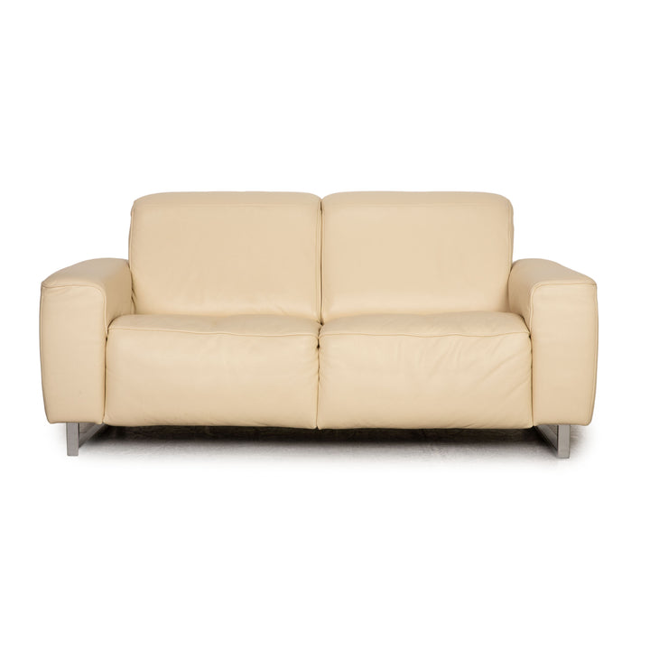 Musterring MR 6070 leather two-seater cream sofa couch function