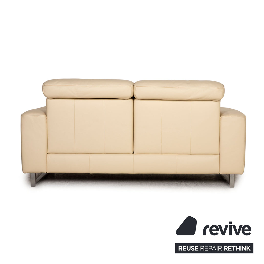 Musterring MR 6070 leather two-seater cream sofa couch function