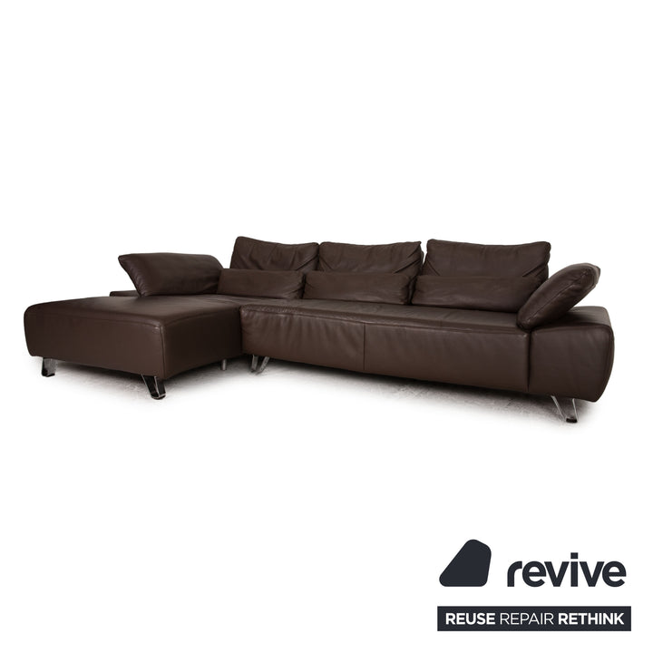 Musterring MR 680 corner sofa leather brown couch function
