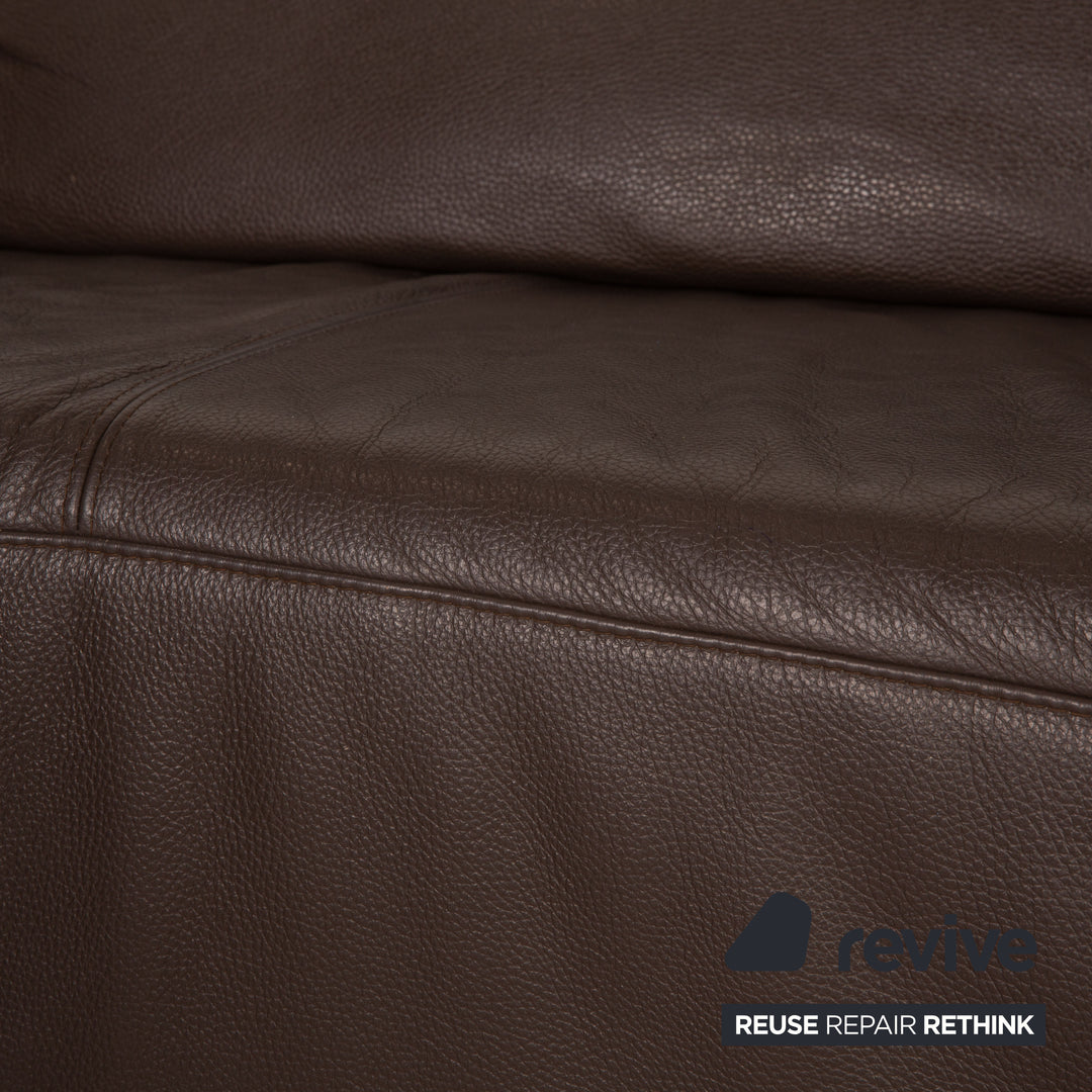 Musterring MR 680 corner sofa leather brown couch function