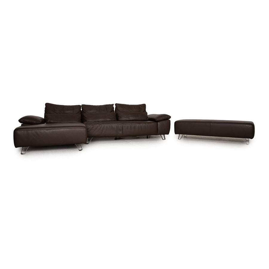 Musterring MR 680  Leder Sofa Garnitur  Braun Hocker Couch Funktion