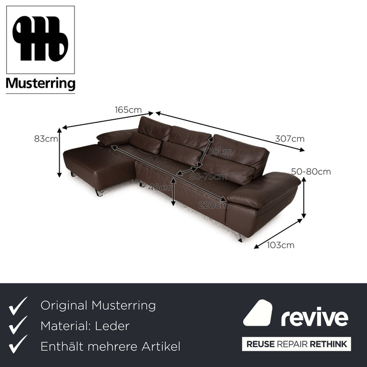 Musterring MR 680 leather sofa set brown stool couch function