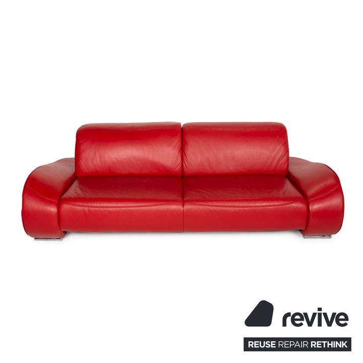 Musterring MR-740 Leder Sofa Rot Dreisitzer Funktion