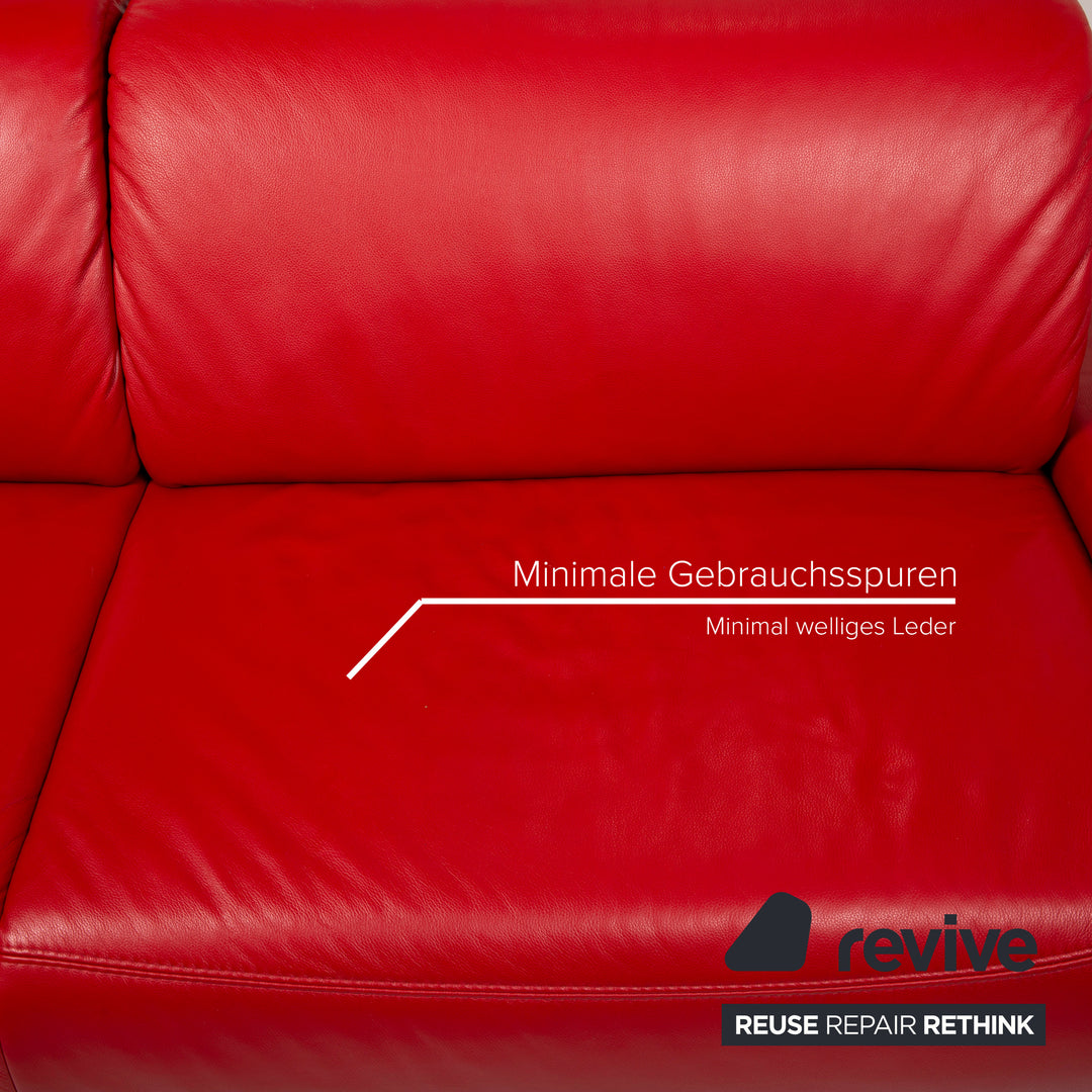 Musterring MR-740 Leder Sofa Rot Dreisitzer Funktion
