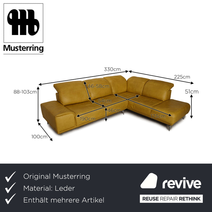 Musterring MR2490 leather sofa set yellow corner sofa stool couch