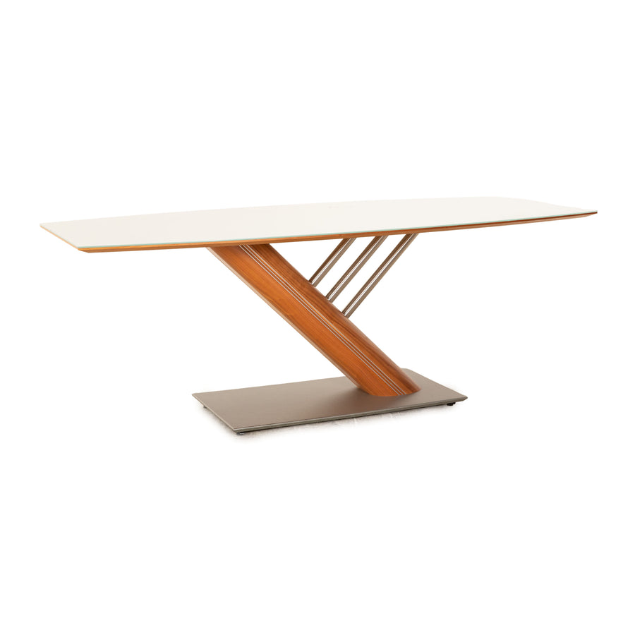 Musterring Rosario Holz Tisch Esstisch Glasplatte Weiß Nussbaum 198 x 75 x 95 cm