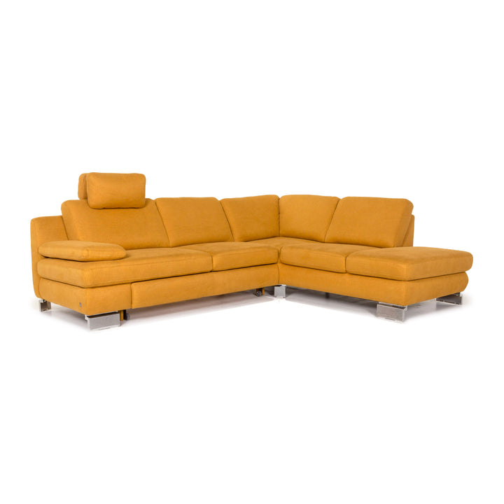 Musterring Stoff Ecksofa Gelb Senfgelb Sofa Schlafsofa Schlaffunktion Funktion Relaxfunktion Couch #12525