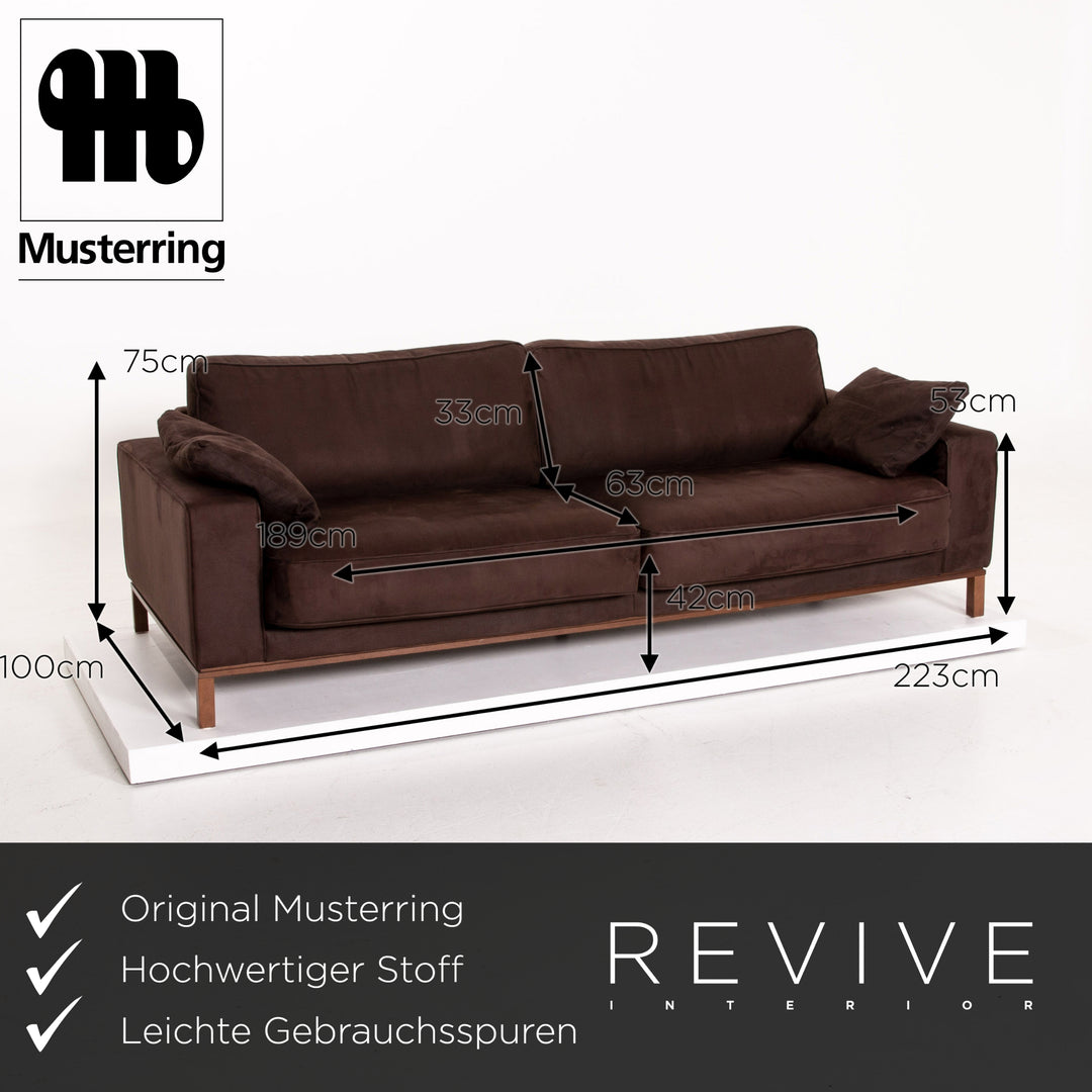 Musterring Stoff Sofa Dunkelbraun Braun Dreisitzer Couch #14214