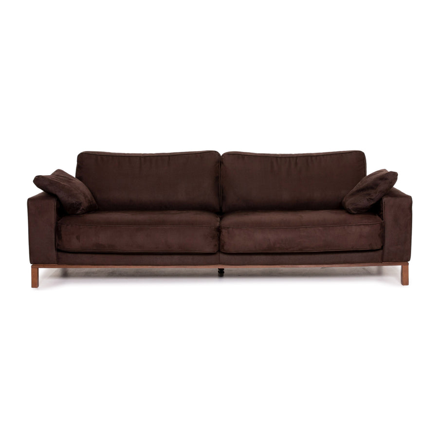 Musterring Stoff Sofa Dunkelbraun Braun Dreisitzer Couch #14214