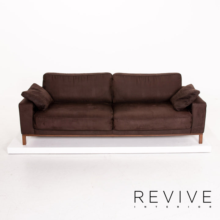Sample ring fabric sofa set dark brown brown 1x three-seater 1x armchair #14285