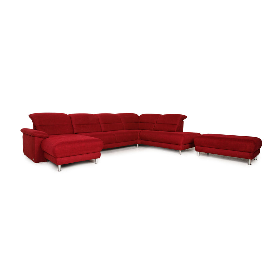 Musterring fabric sofa set red corner sofa stool