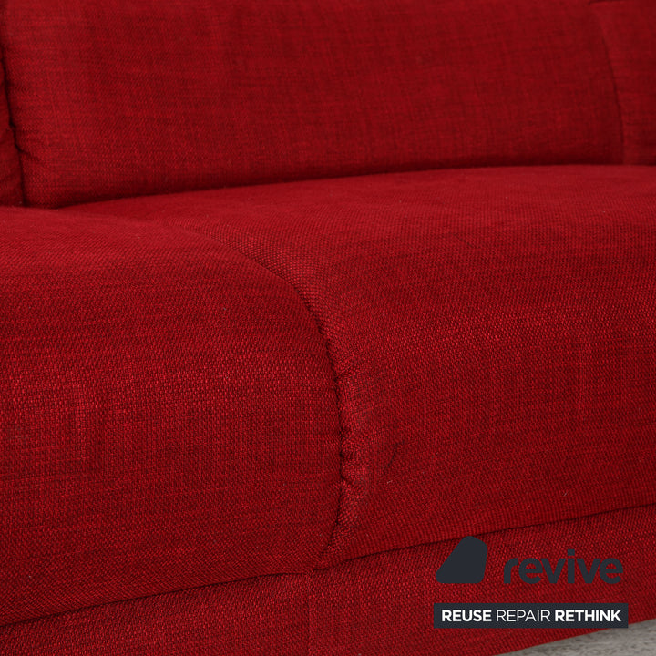 Musterring Stoff Sofa Garnitur Rot Ecksofa Hocker